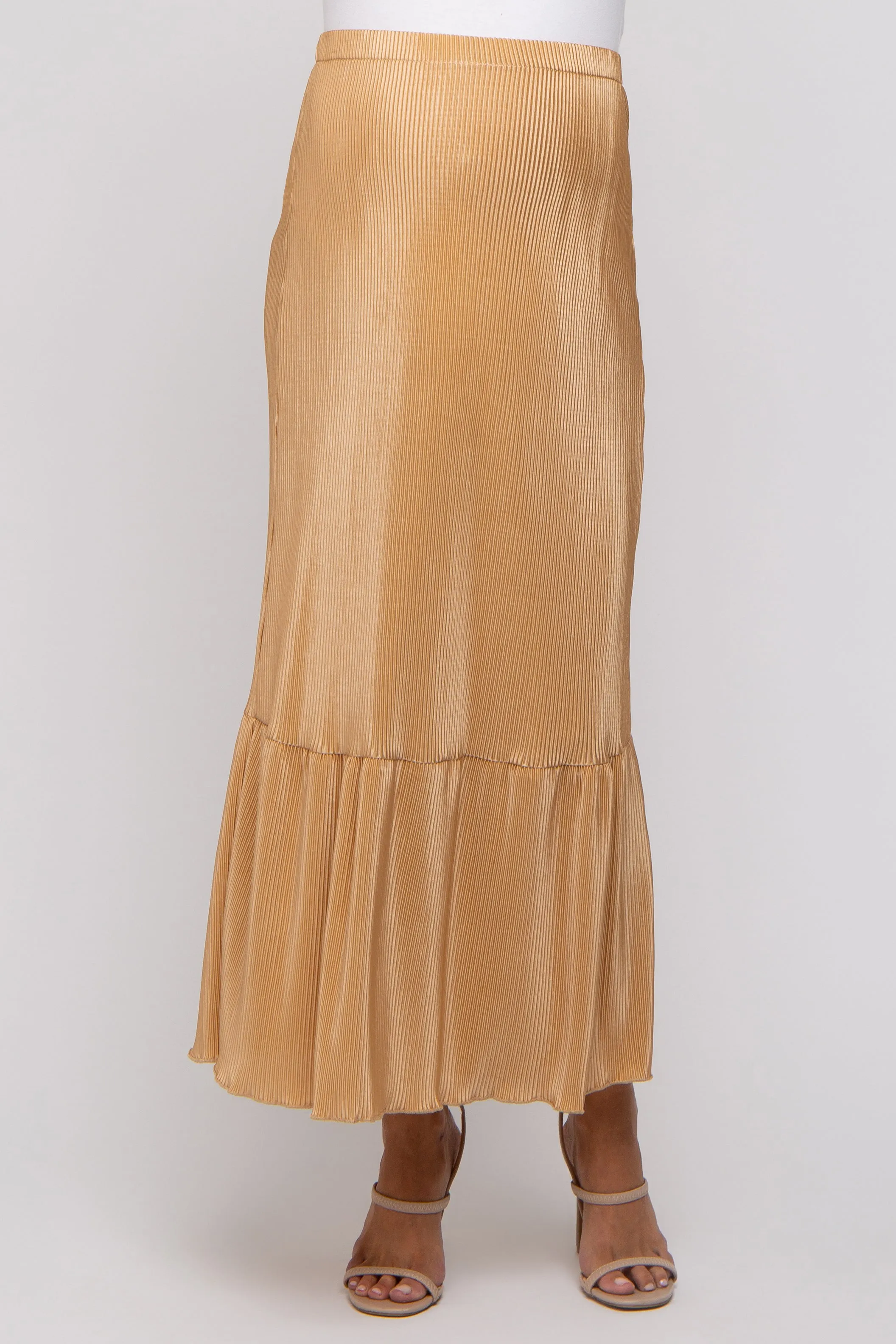 Taupe Plisse Maternity Maxi Skirt sold by Pinkblush product image thumbnail 2