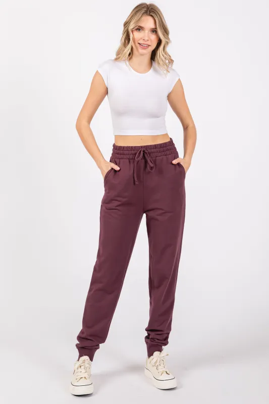 Purple Basic Drawstring Sweatpants sold by Pinkblush