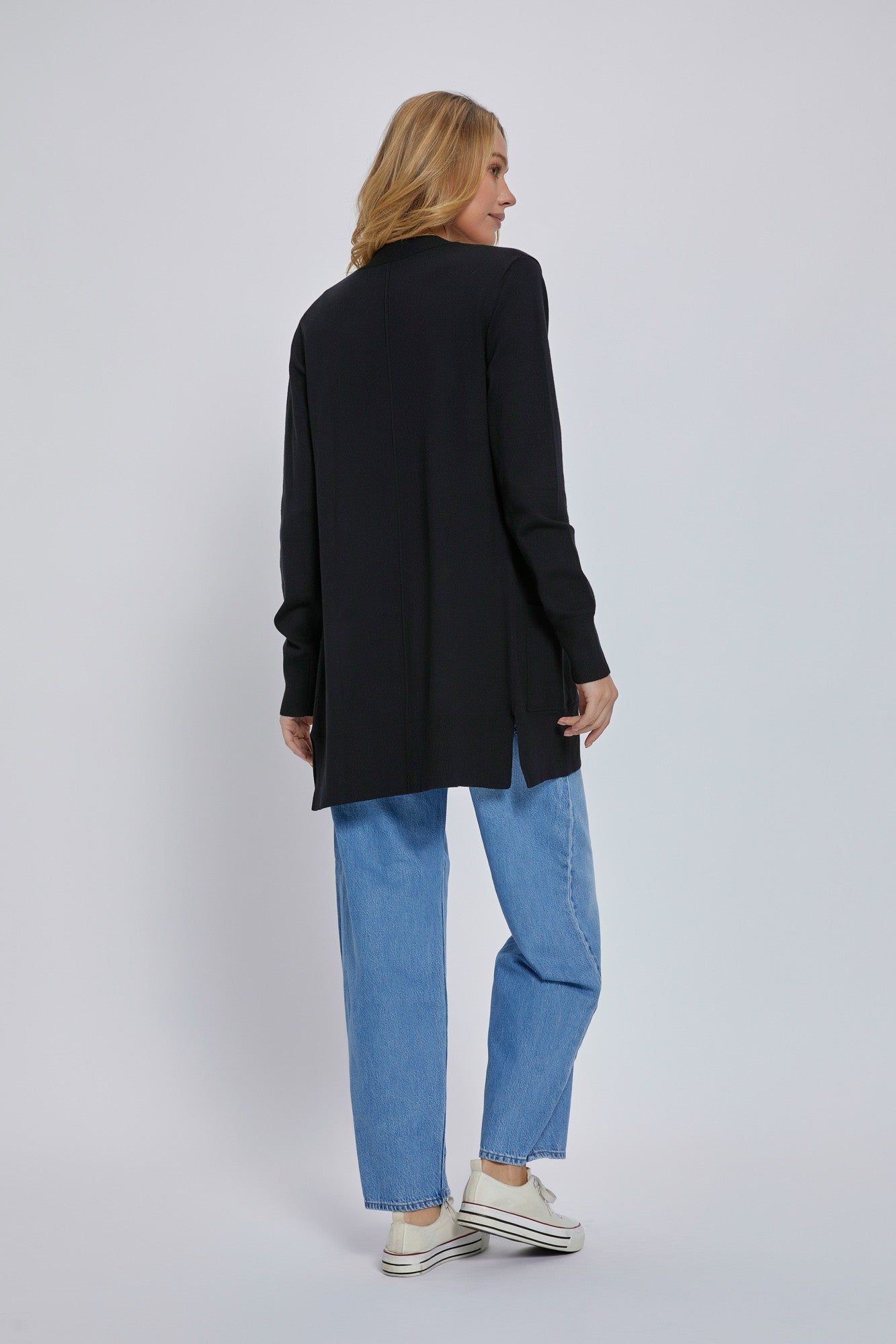 Black Basic Open Front Cardigan sold by Pinkblush product image thumbnail 2