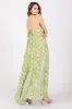 Lime Floral Ruffle Shoulder Cut-Out Back Maxi Dress sold by Pinkblush