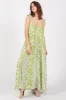 Lime Floral Ruffle Shoulder Cut-Out Back Maxi Dress sold by Pinkblush