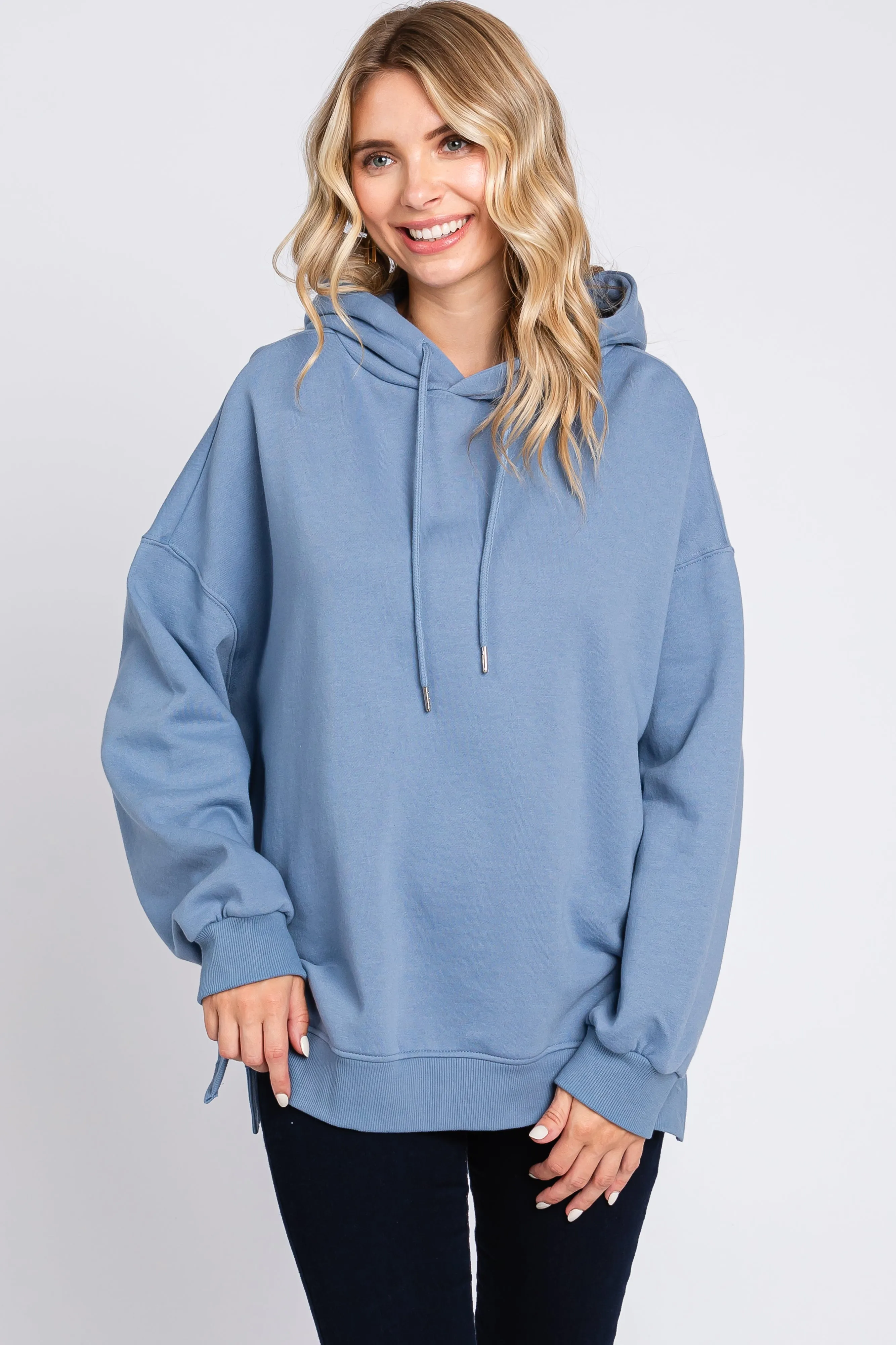 Blue Drawstring Maternity Hoodie sold by Pinkblush product image thumbnail 4