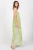 Lime Floral Ruffle Shoulder Cut-Out Back Maxi Dress sold by Pinkblush