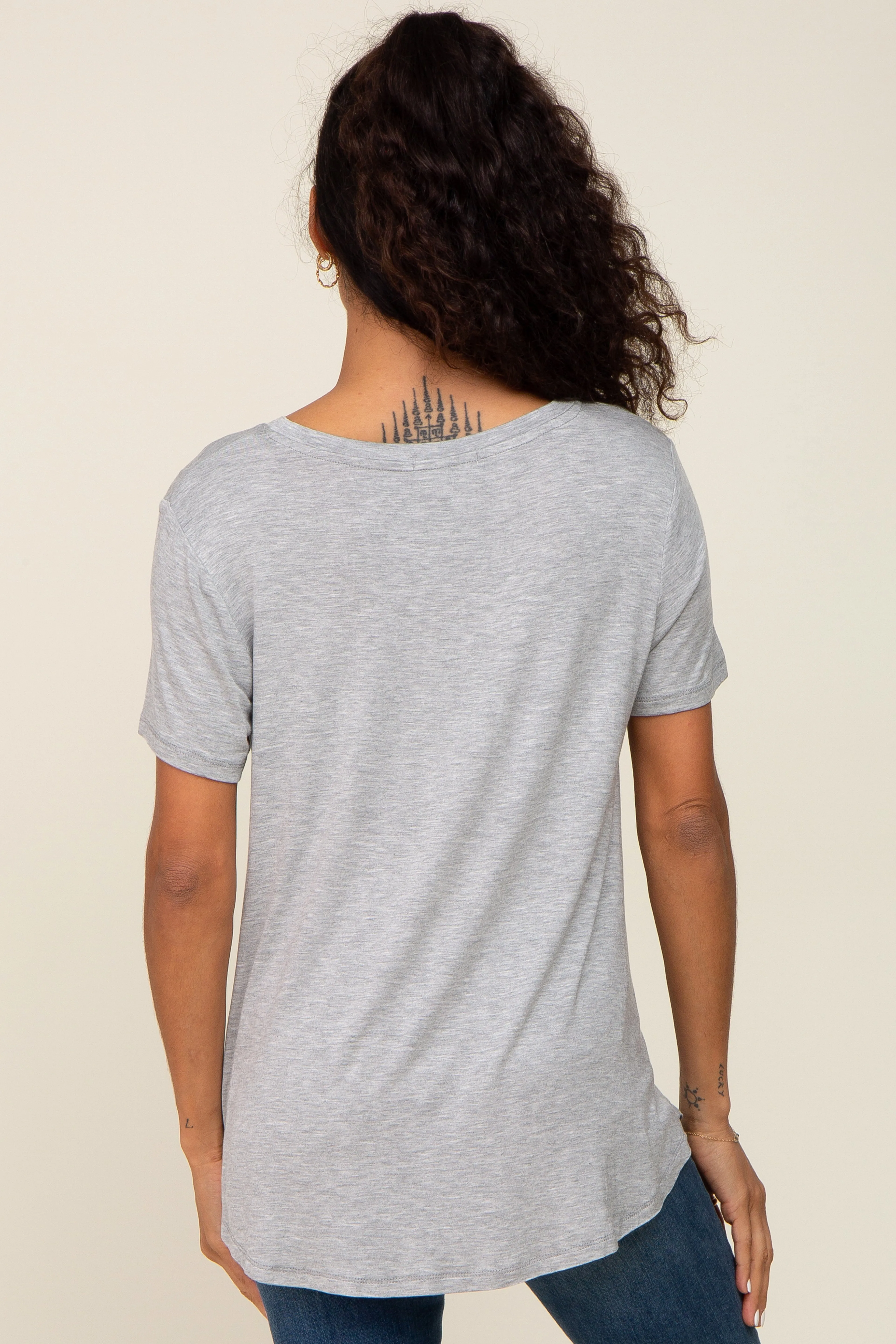 Grey V-Neck Tee sold by Pinkblush product image thumbnail 3