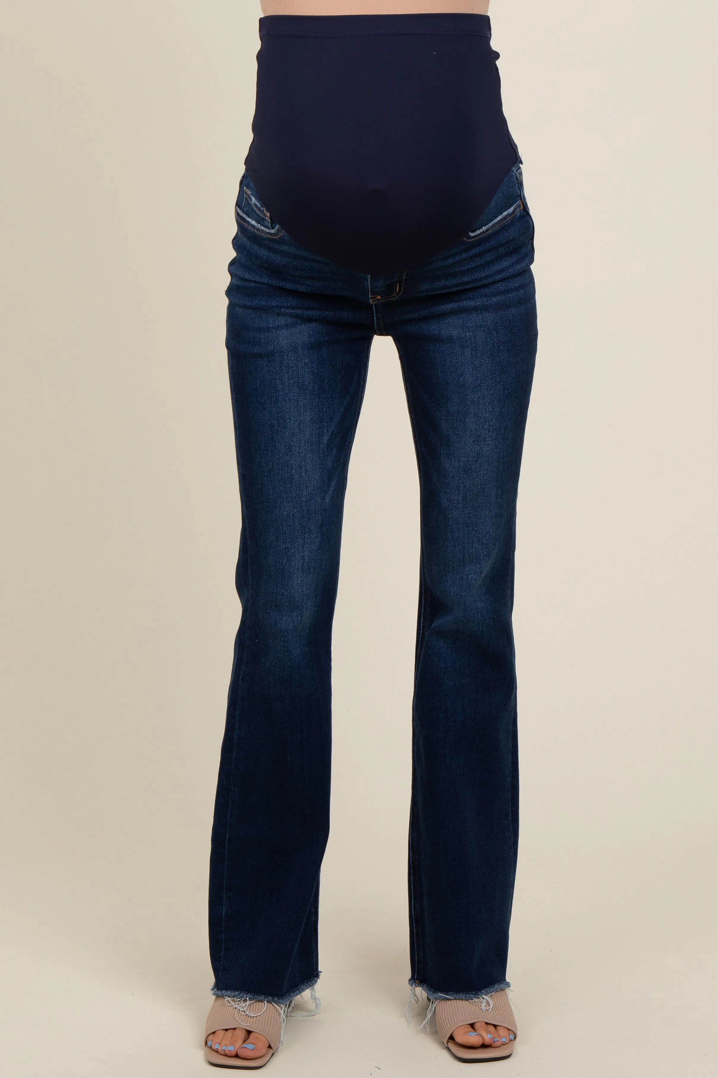 Navy Raw Hem Bootcut Maternity Jeans sold by Pinkblush product image thumbnail 2