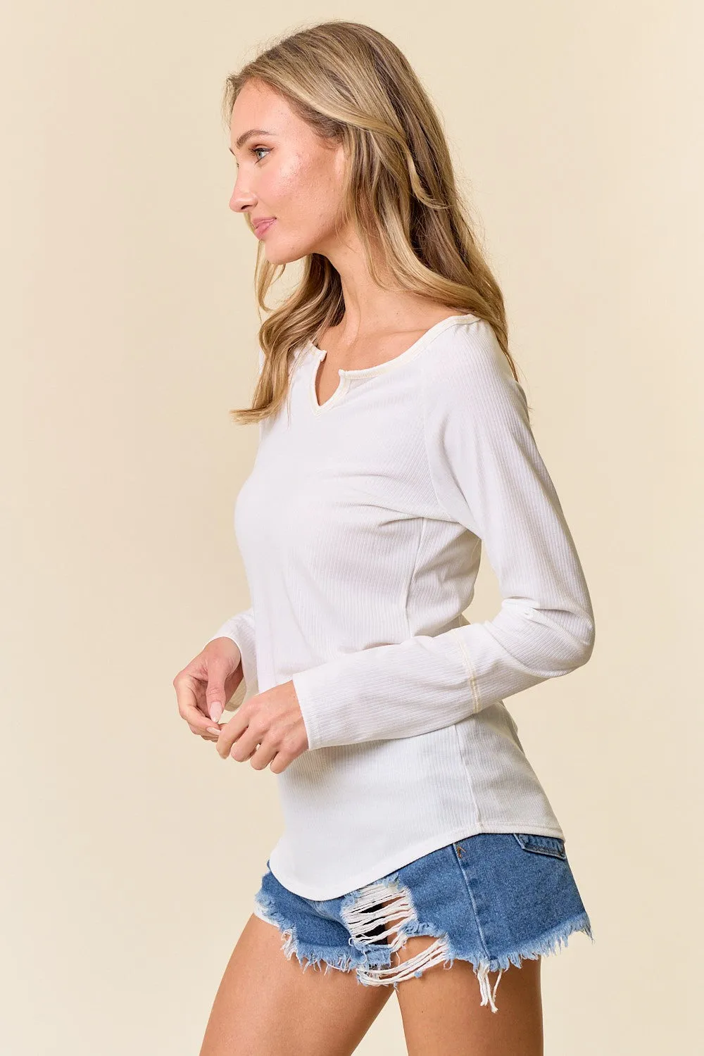 Ivory V-Neck Long Sleeve sold by Pinkblush product image thumbnail 2