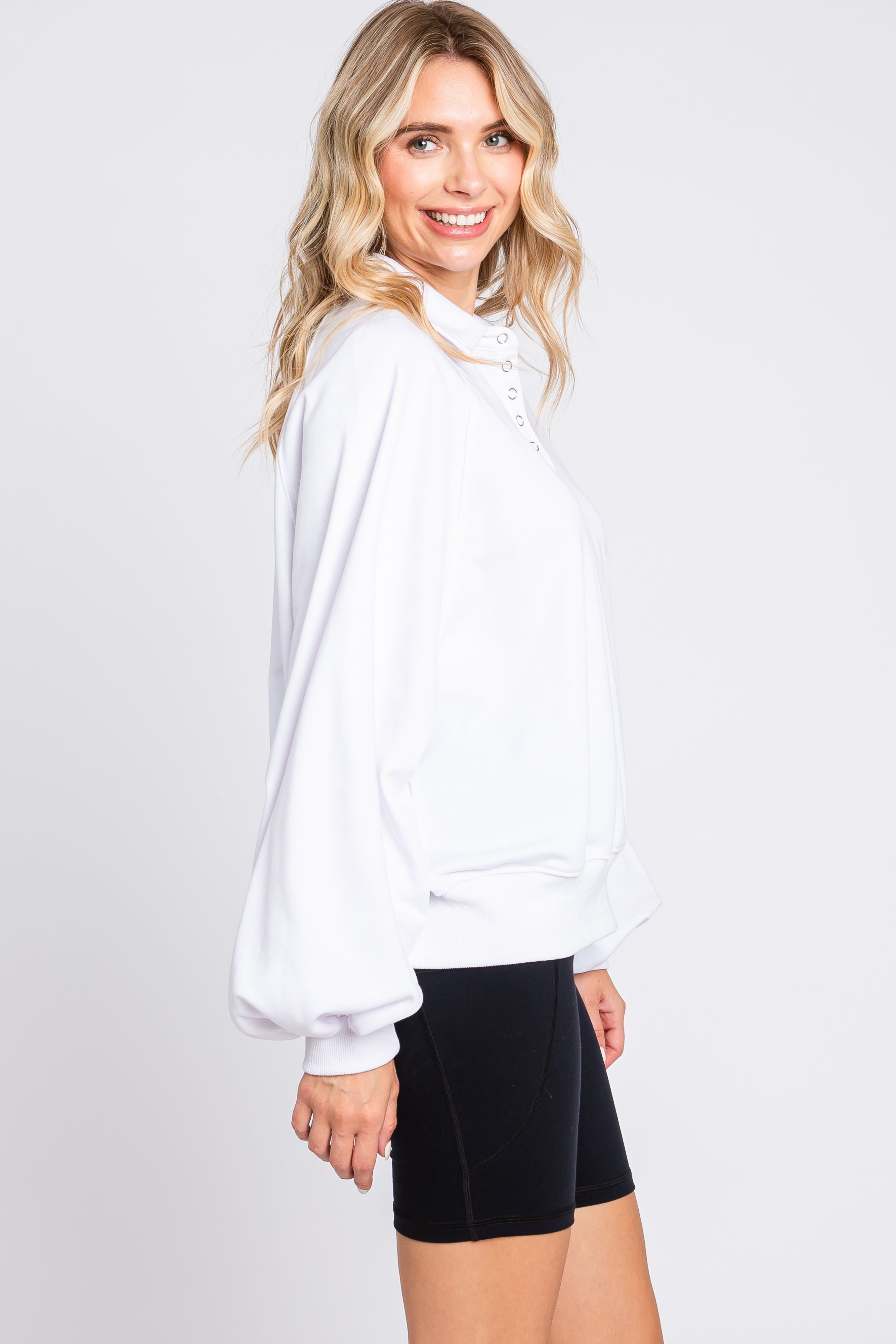 Ivory Collared Button Pullover sold by Pinkblush product image thumbnail 2