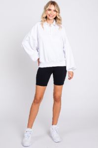 Ivory Collared Button Pullover sold by Pinkblush