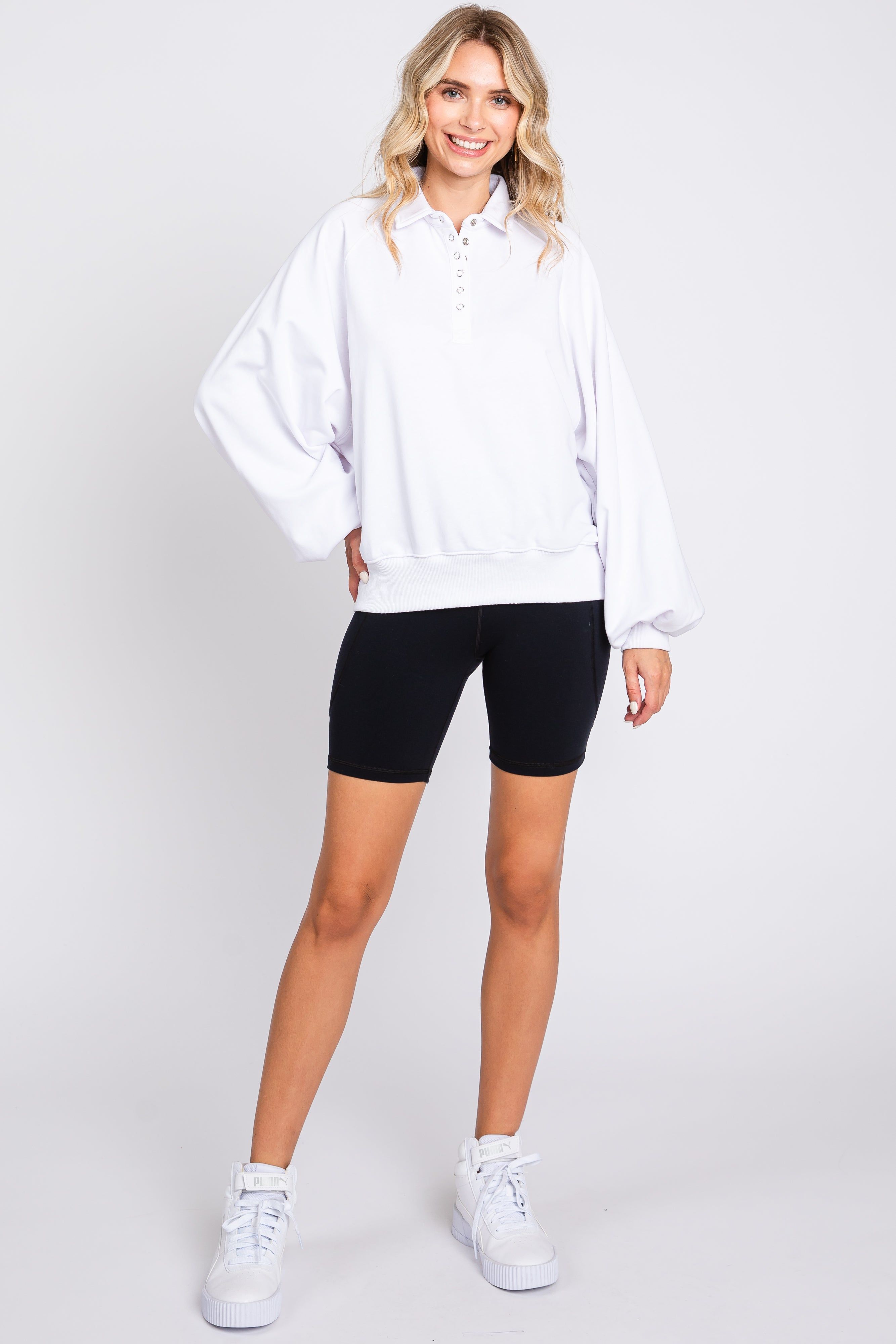 Ivory Collared Button Pullover sold by Pinkblush product image thumbnail 4