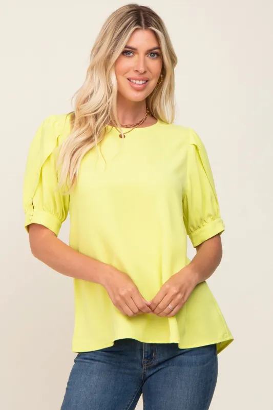 Yellow Puff Sleeve Blouse sold by Pinkblush