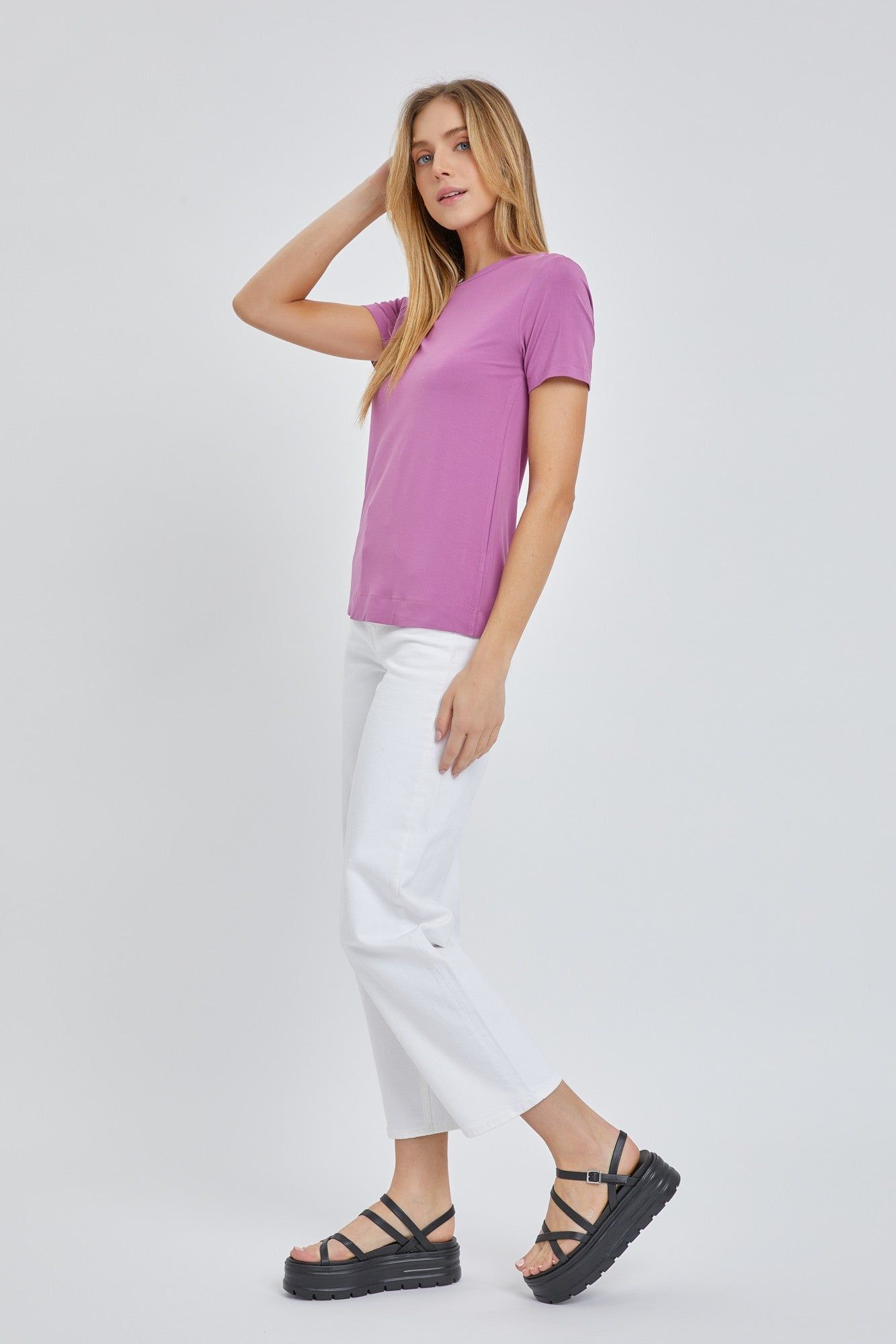 Purple Soft Knit Basic T-Shirt sold by Pinkblush product image thumbnail 2