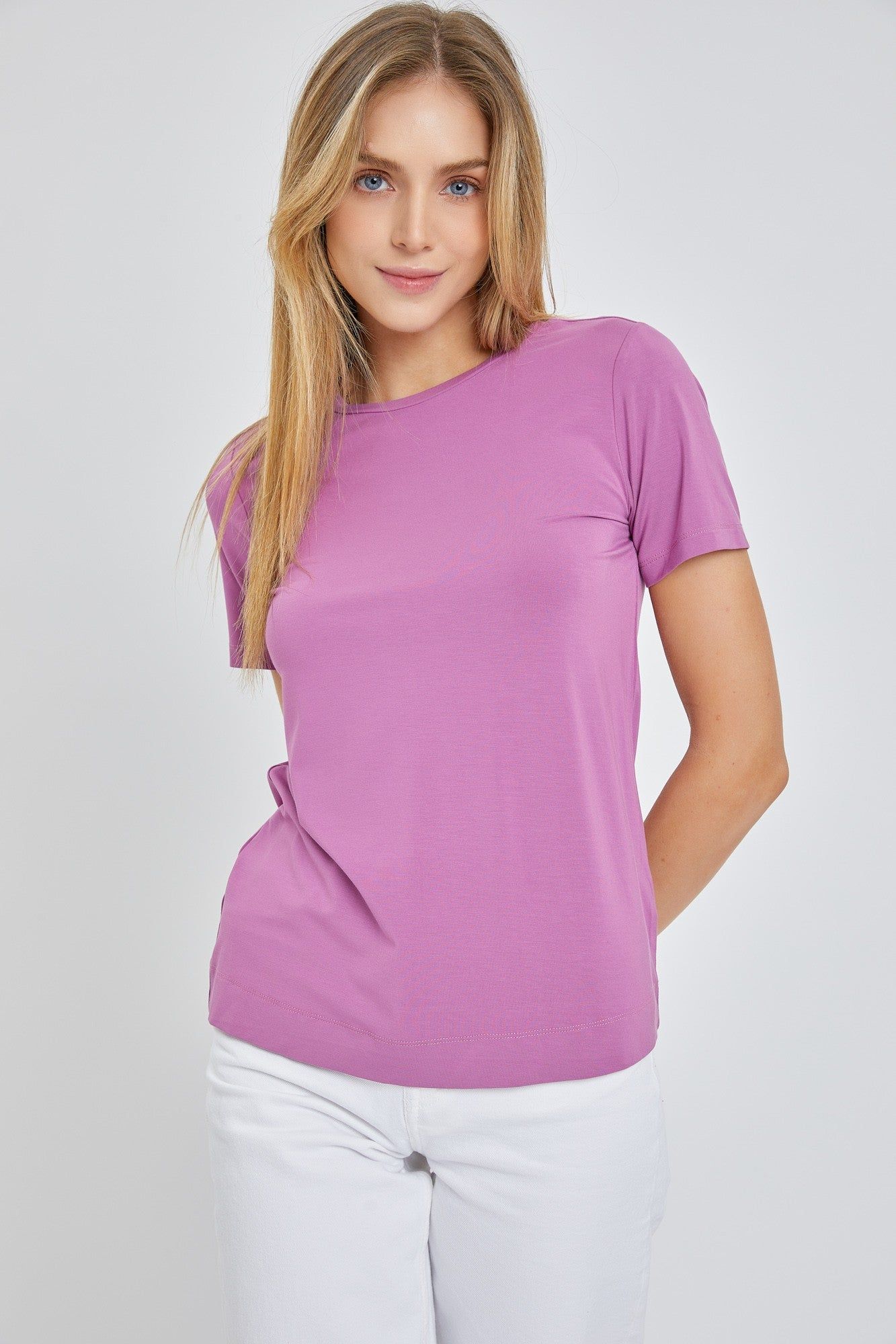 Purple Soft Knit Basic T-Shirt sold by Pinkblush product image thumbnail 3