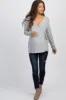 PinkBlush Heather Grey Knit Wrap Tie Maternity/Nursing Top sold by Pinkblush