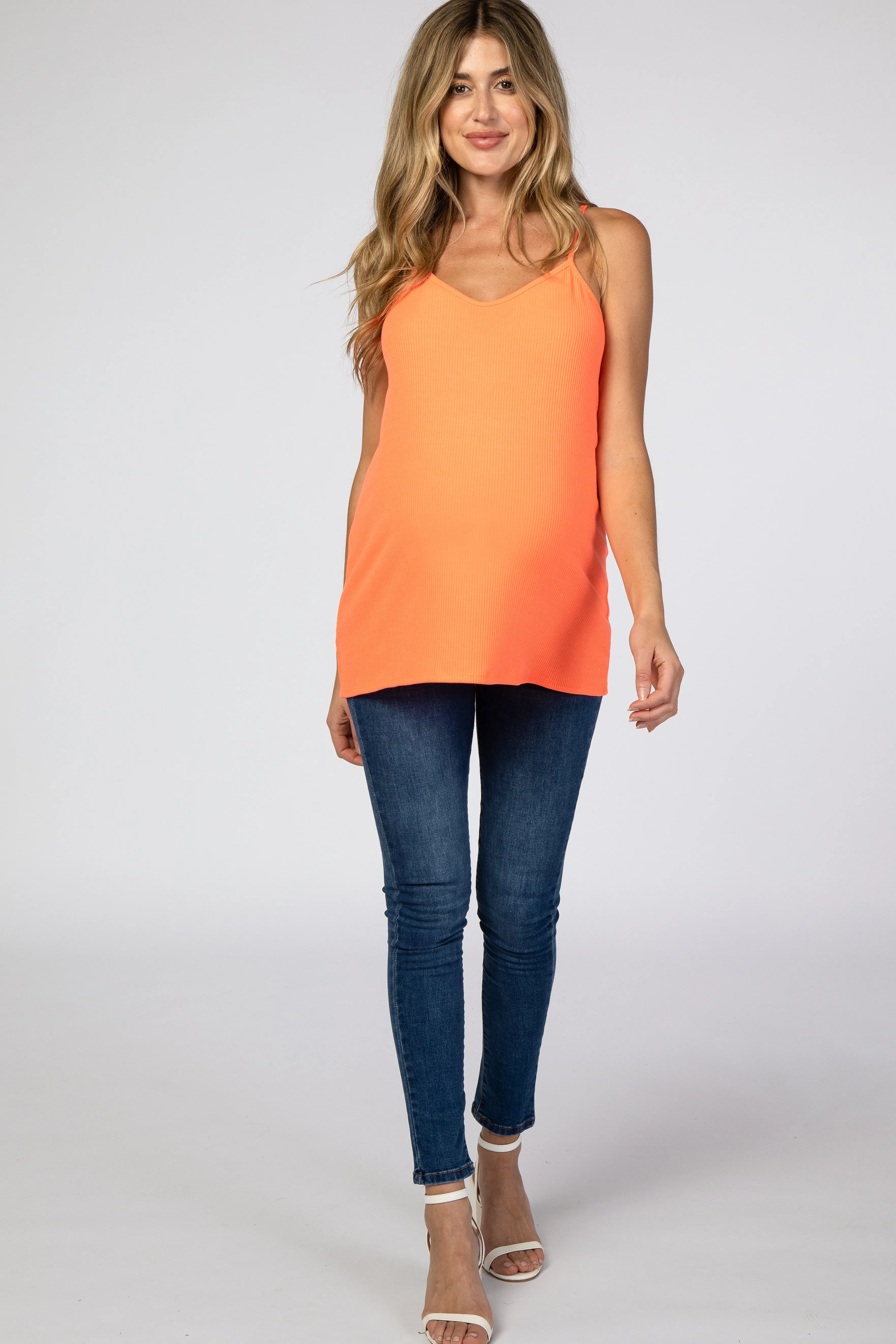Orange Ribbed Racerback Maternity Tank Top sold by Pinkblush product image thumbnail 4