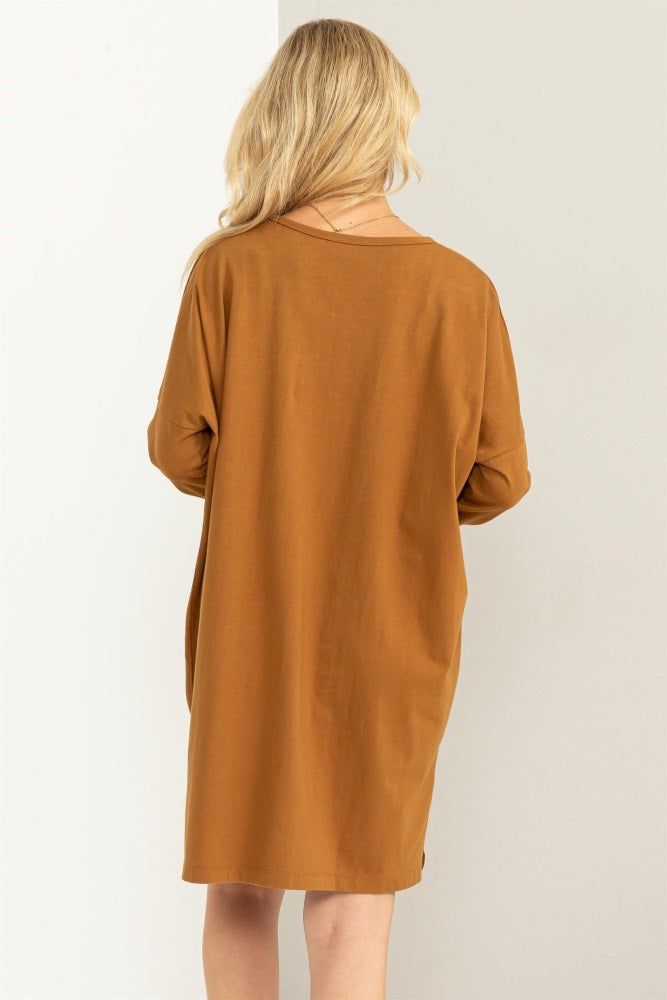 Brown Long Sleeve Shirt Dress sold by Pinkblush product image thumbnail 4