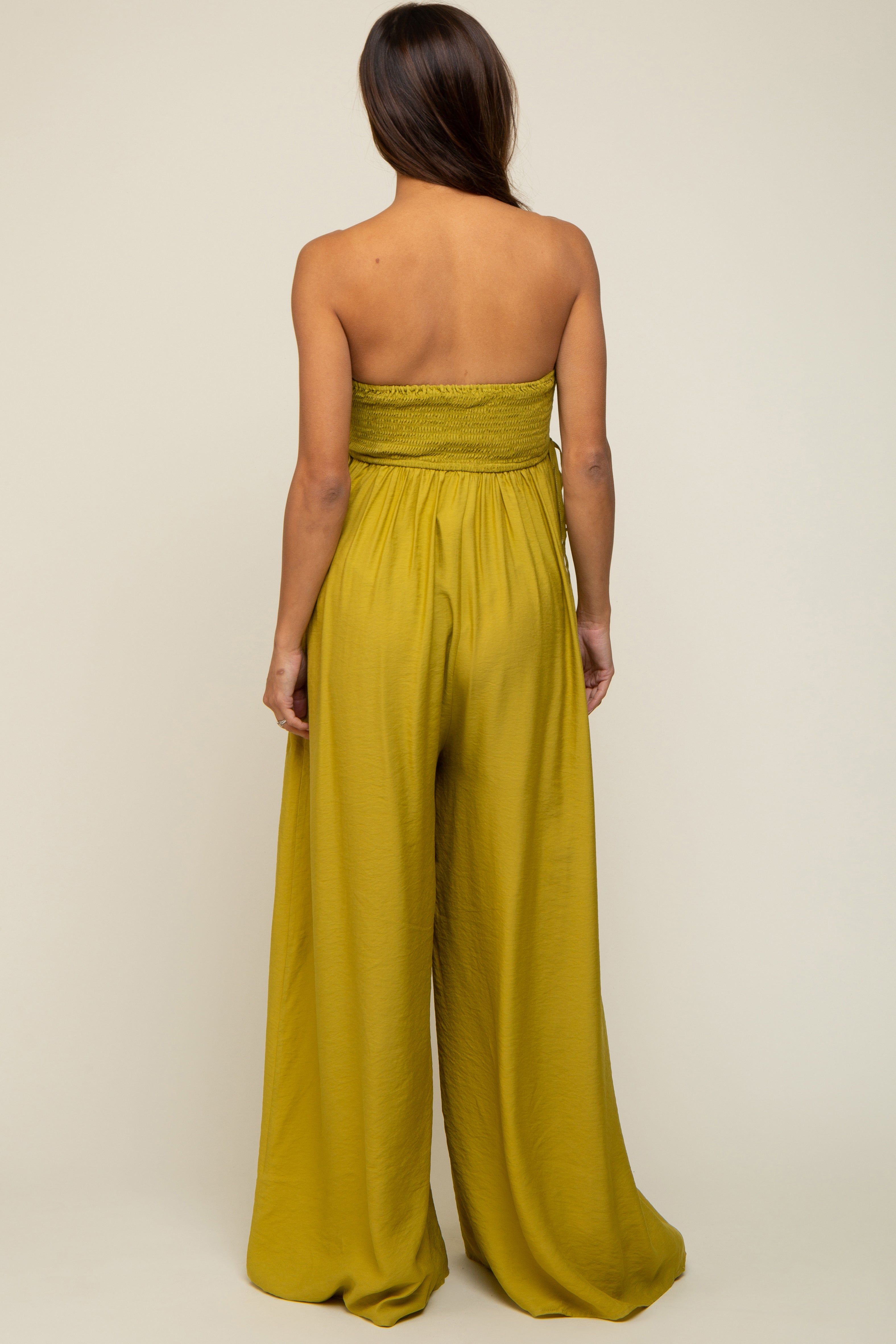 Lime Lace Strapless Maternity Wide Leg Jumpsuit sold by Pinkblush product image thumbnail 4