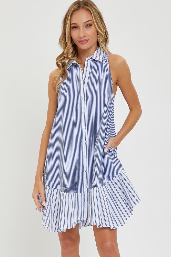 Blue Striped Shirt Dress sold by Pinkblush product image thumbnail 4