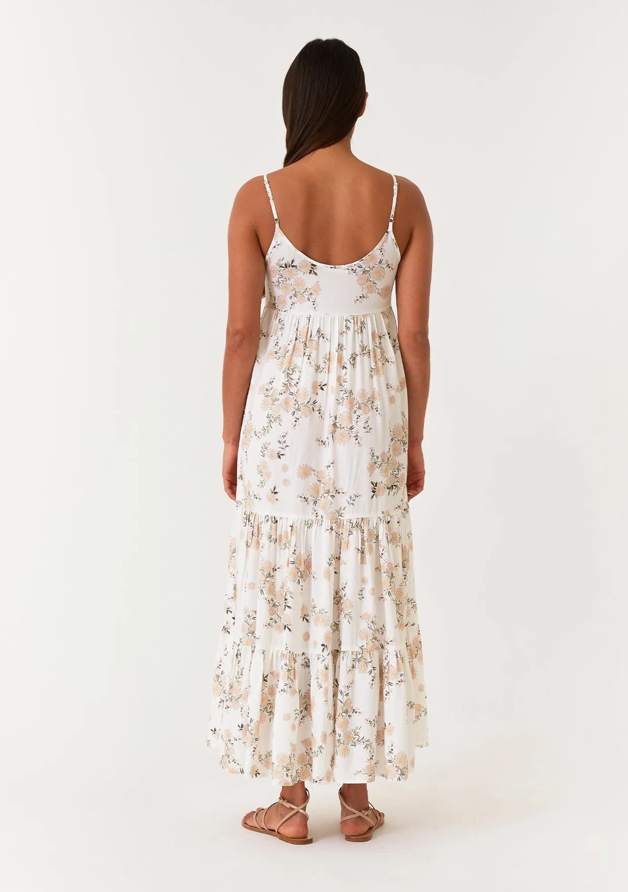 Cream Floral Sleeveless Tiered Maxi Dress sold by Pinkblush product image thumbnail 3