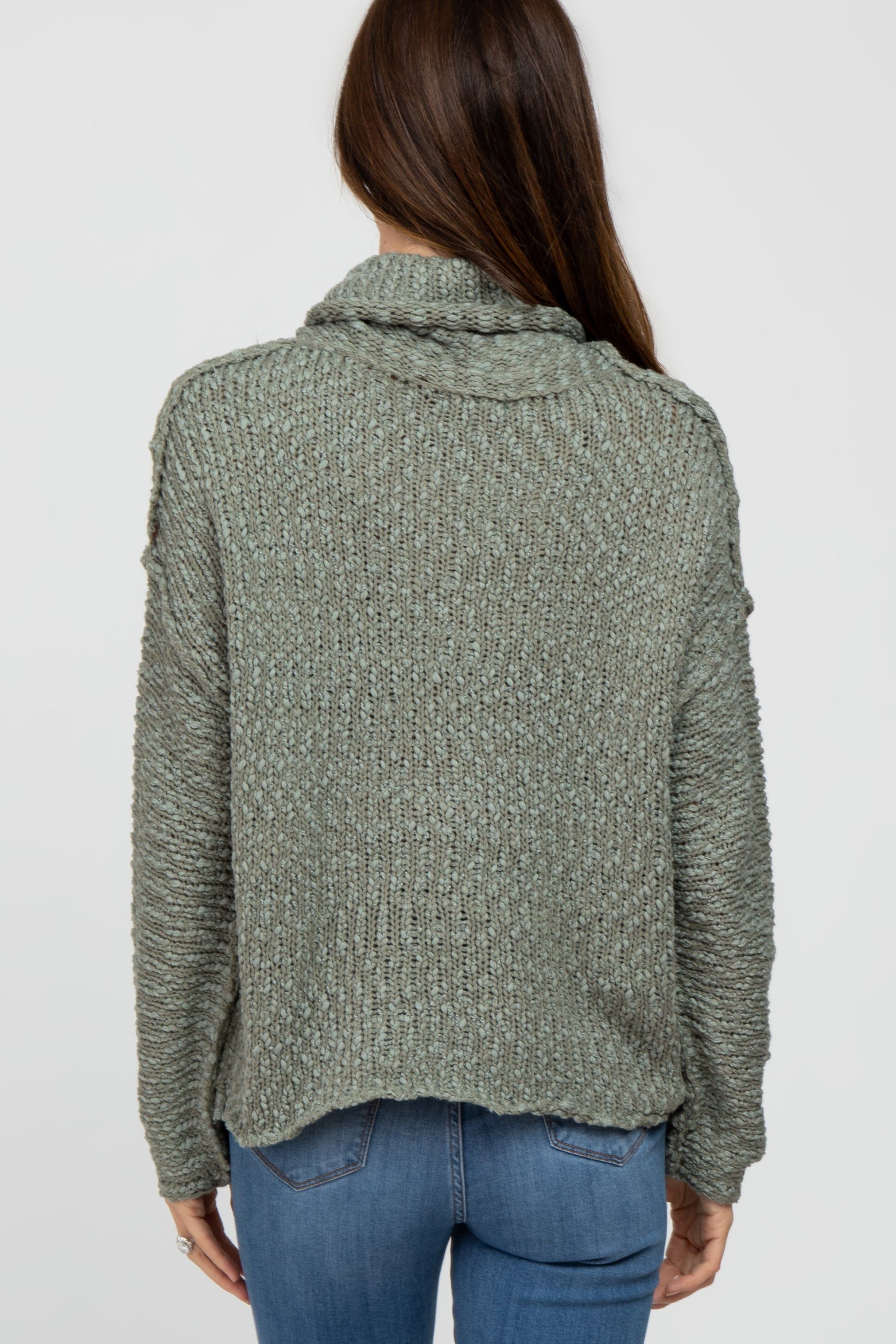 Light Olive Popcorn Knit Cowl Neck Sweater sold by Pinkblush product image thumbnail 4