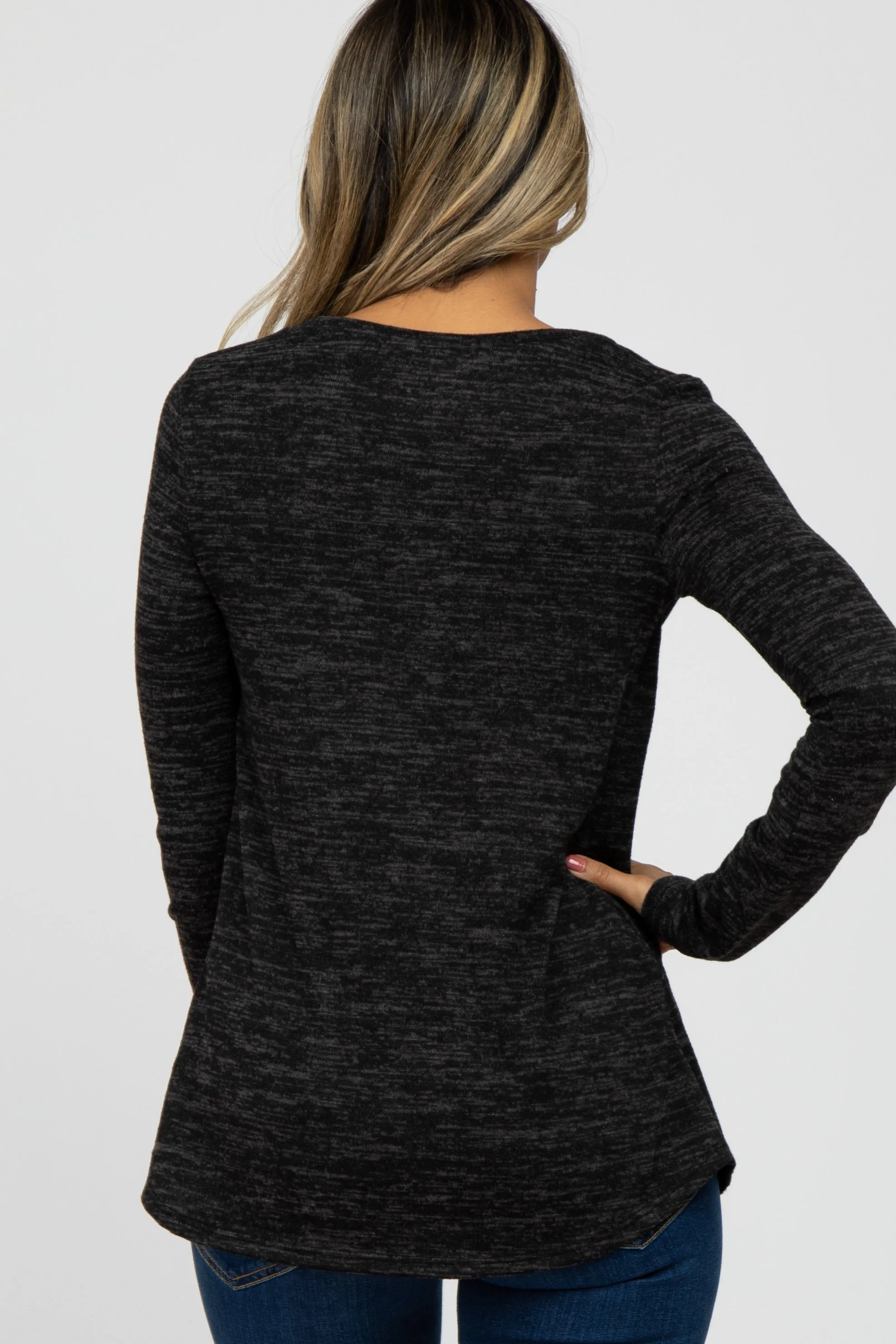 Black Heather Knit Layered Front Nursing Top sold by Pinkblush product image thumbnail 3
