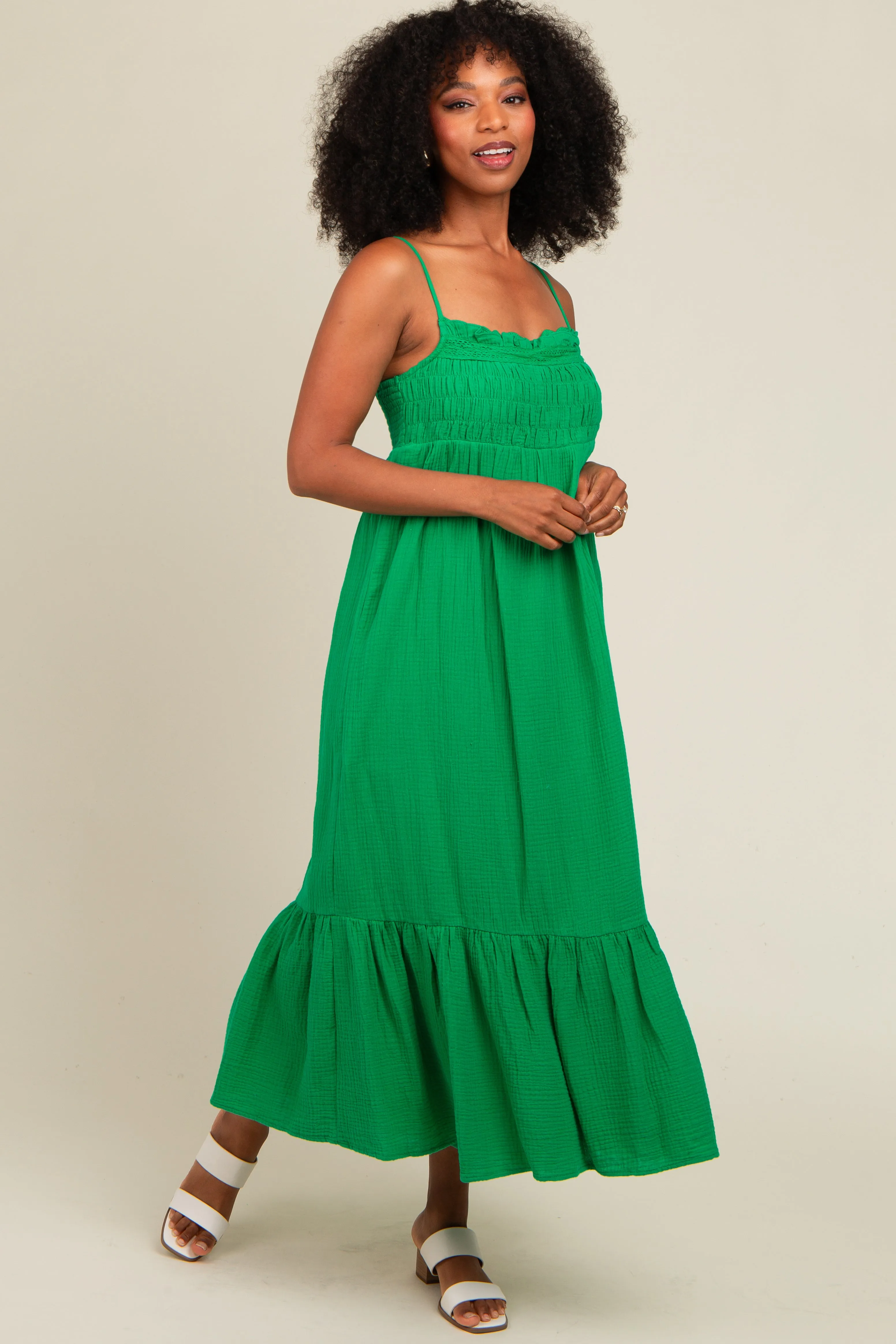Green Smocked Maxi Dress sold by Pinkblush product image thumbnail 2