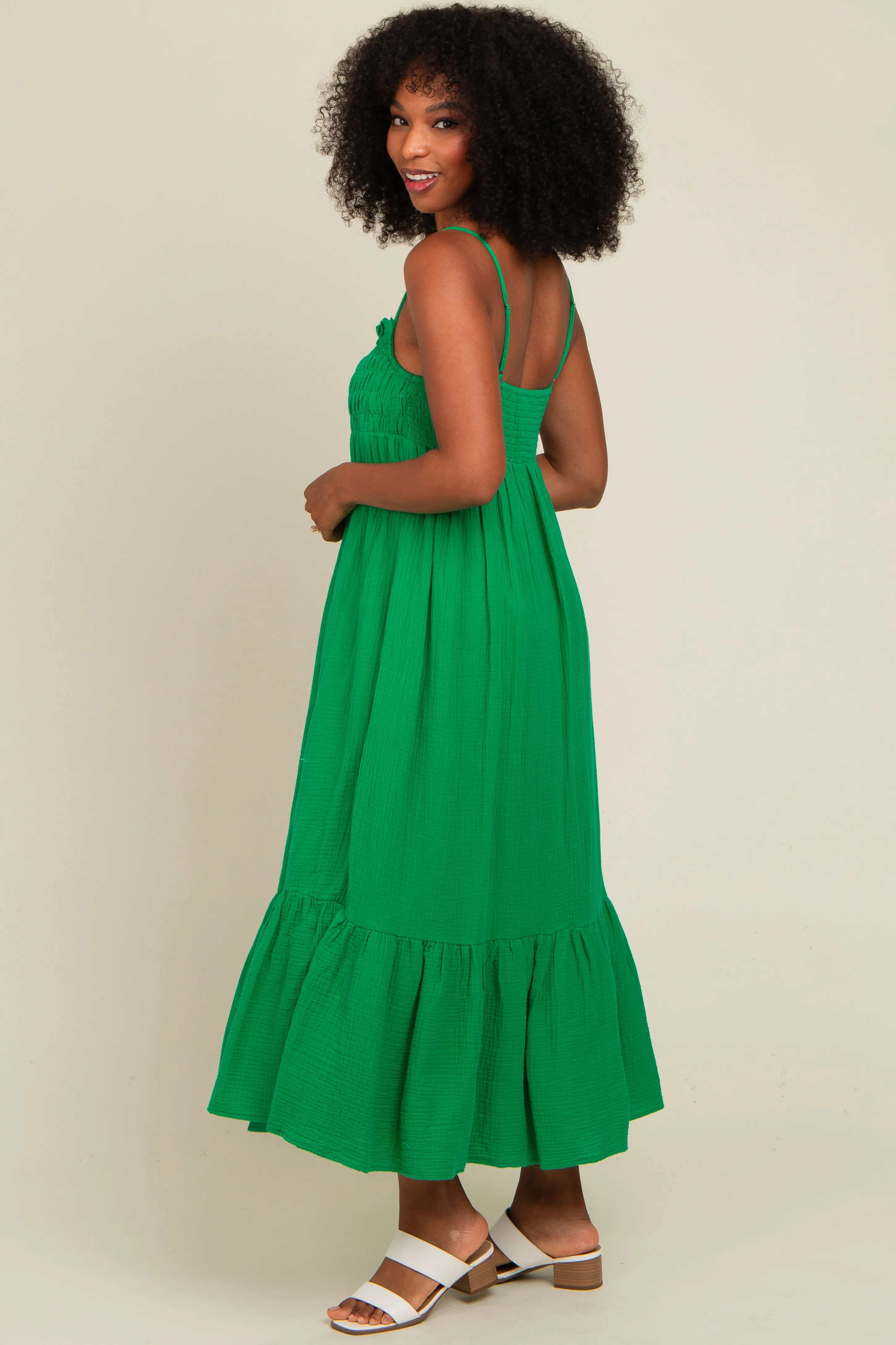 Green Smocked Maxi Dress sold by Pinkblush product image thumbnail 3