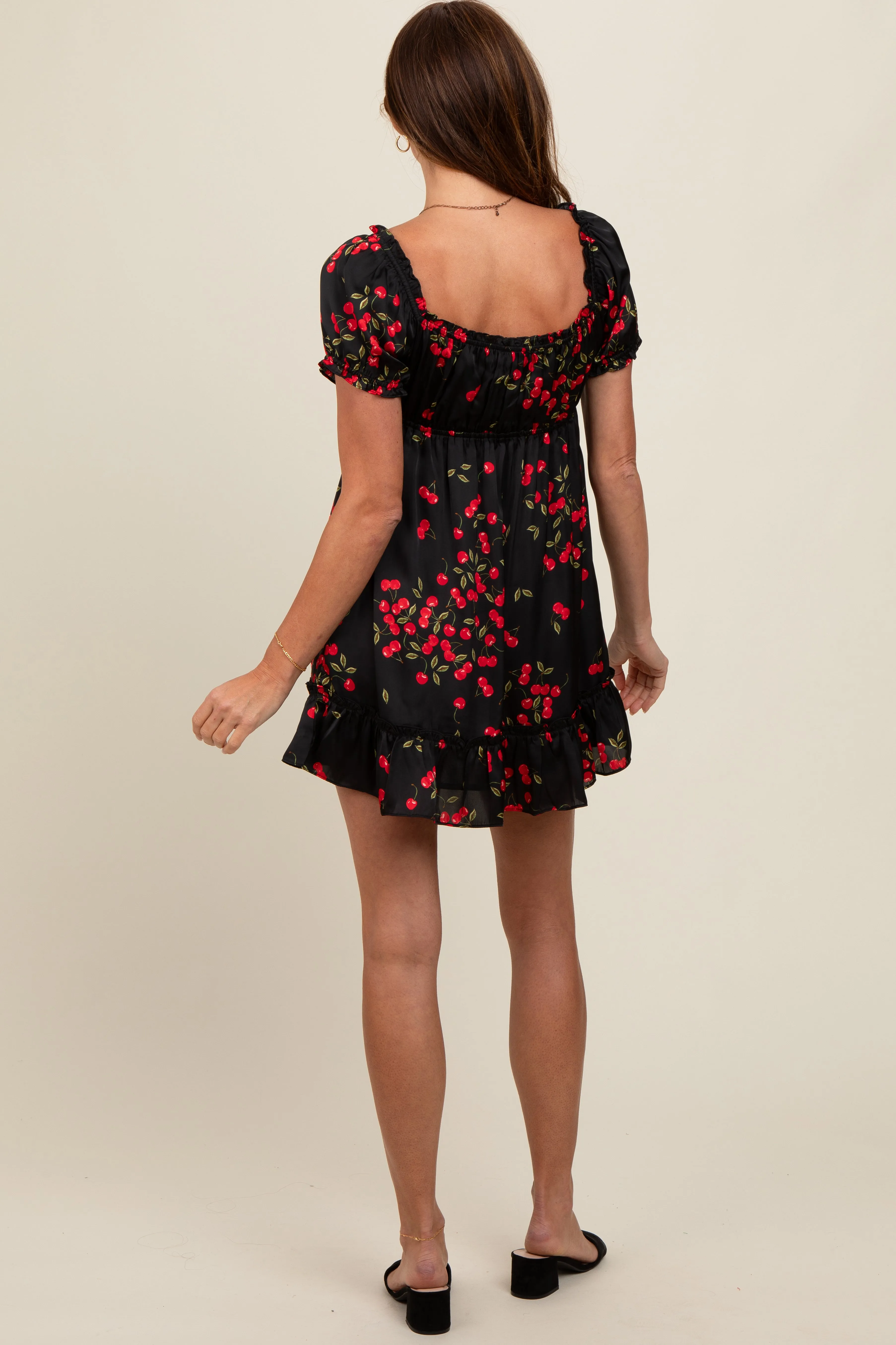 Black Cherry Puff Sleeve Mini Dress sold by Pinkblush product image thumbnail 4