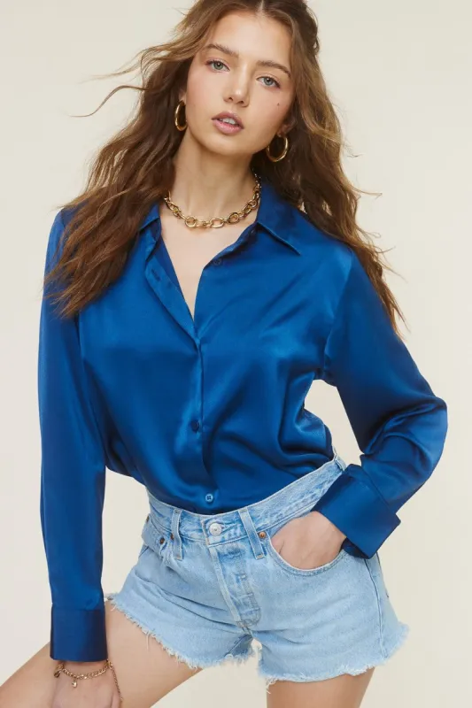 Blue Silky Top sold by Pinkblush