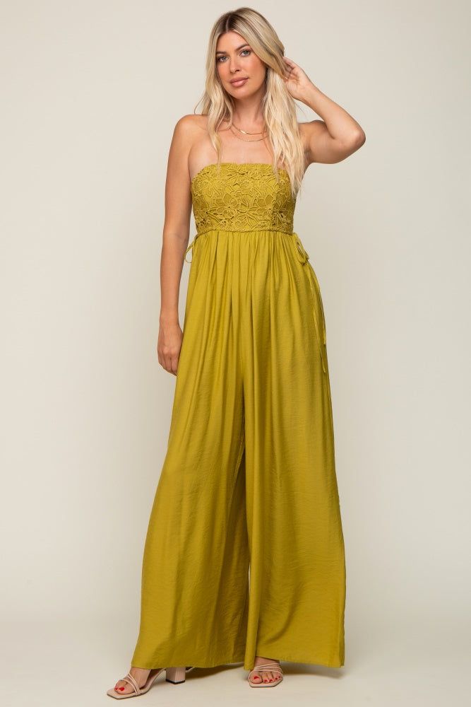 Lime Lace Strapless Wide Leg Jumpsuit sold by Pinkblush product image thumbnail 4