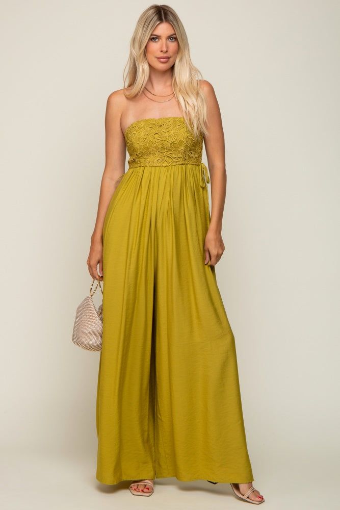 Lime Lace Strapless Wide Leg Jumpsuit sold by Pinkblush product image thumbnail 5