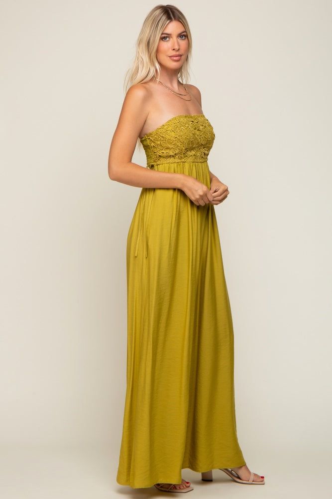 Lime Lace Strapless Wide Leg Jumpsuit sold by Pinkblush product image thumbnail 2