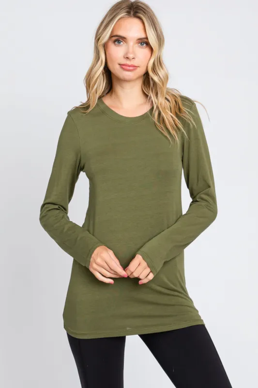 Olive Long Sleeve Top sold by Pinkblush