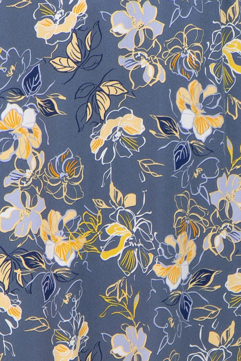 Blue Floral Smocked Flowy Half Sleeve Maternity Midi Dress sold by Pinkblush product image thumbnail 4