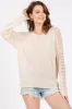 Cream Crochet Detail Sleeve Knit Top sold by Pinkblush