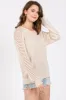 Cream Crochet Detail Sleeve Knit Top sold by Pinkblush