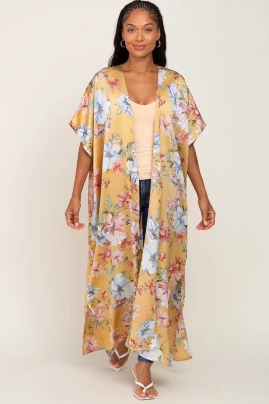 Yellow Floral Side Slit Cover-Up sold by Pinkblush