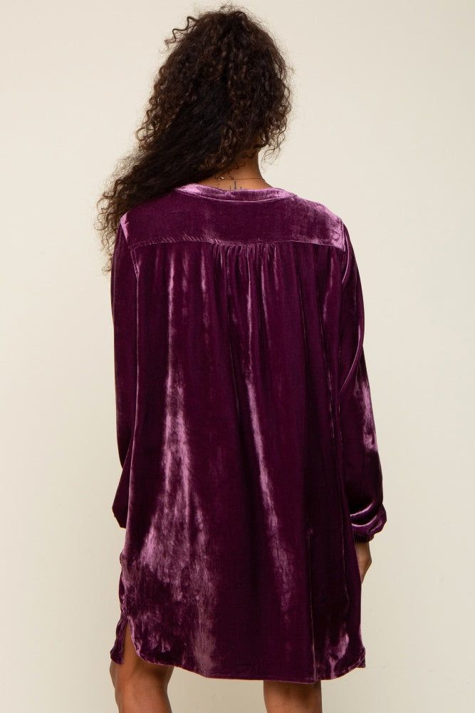 Plum V-Neck Velvet Dress sold by Pinkblush product image thumbnail 3