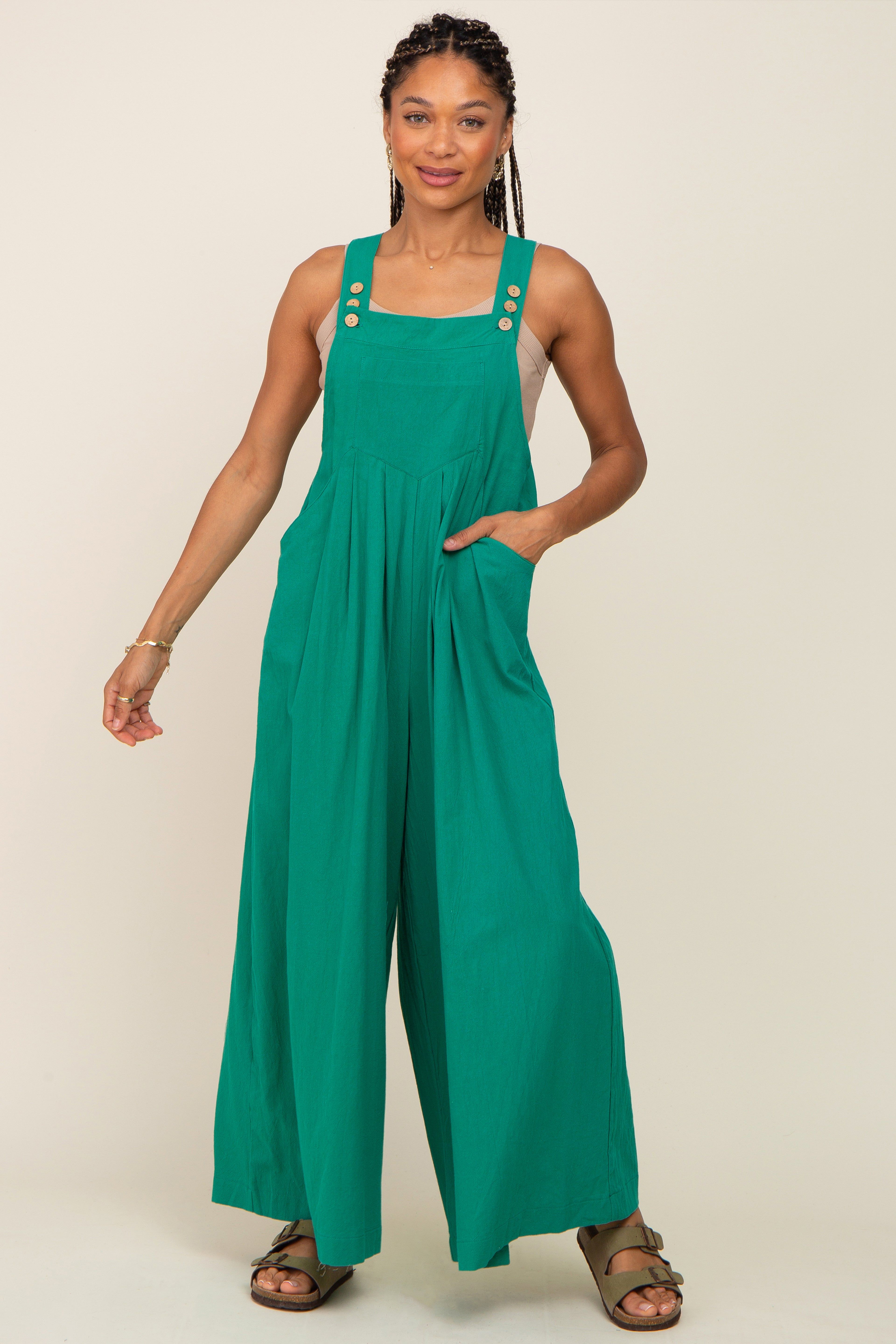 Green Wide Leg Jumpsuit sold by Pinkblush