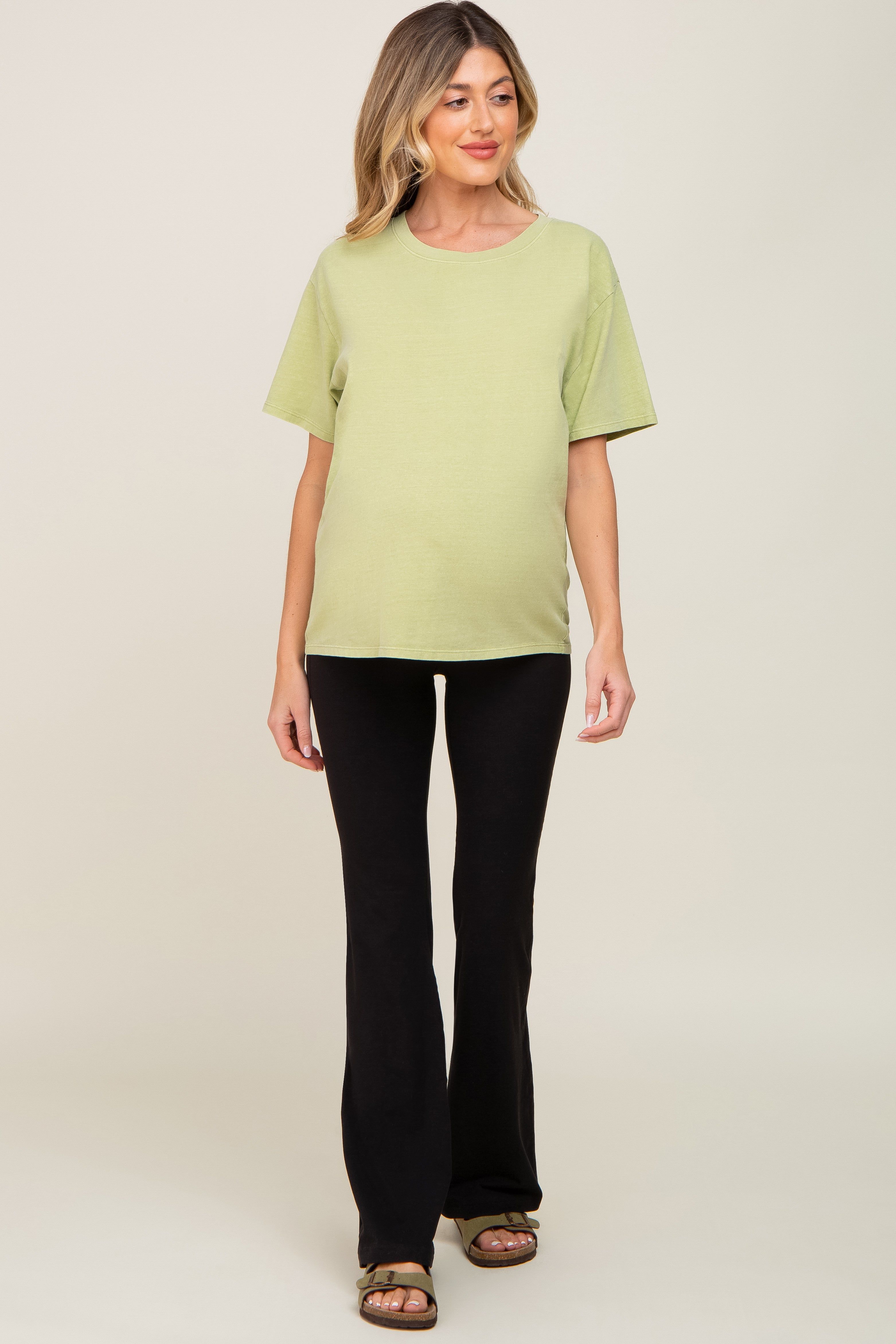 Black Maternity Flared Leggings sold by Pinkblush product image thumbnail 5