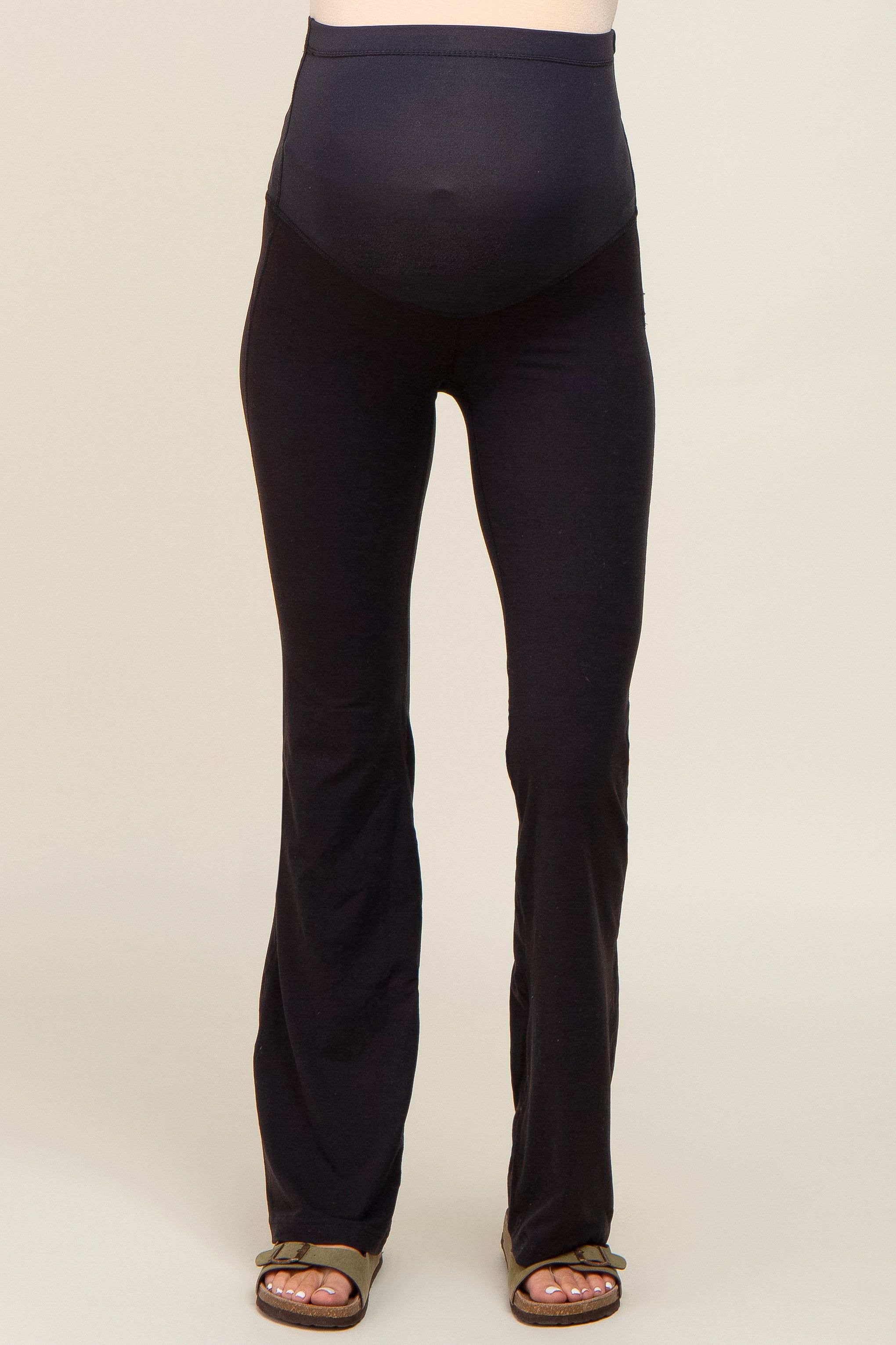 Black Maternity Flared Leggings sold by Pinkblush product image thumbnail 2