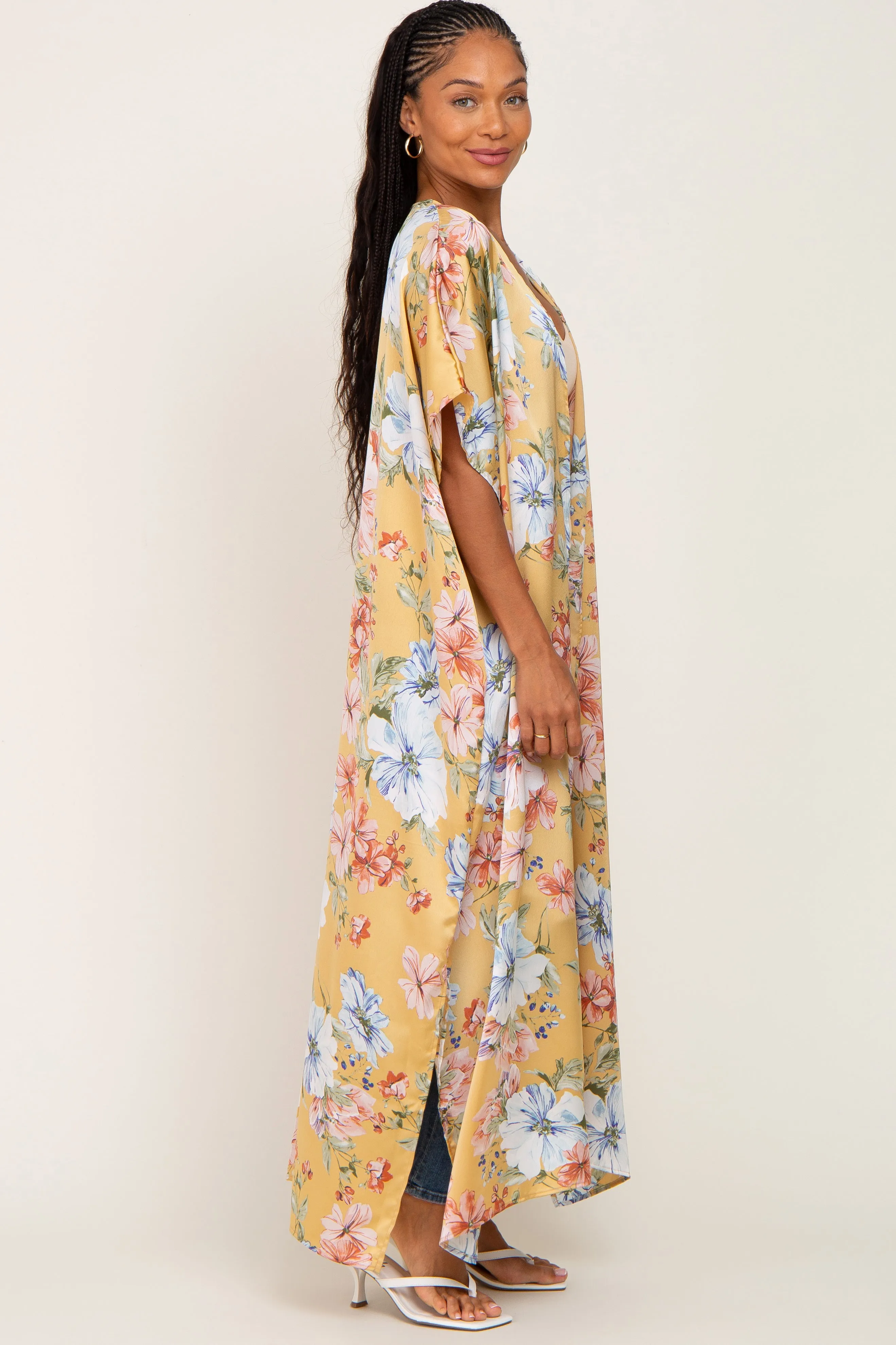 Yellow Floral Side Slit Cover-Up sold by Pinkblush product image thumbnail 2