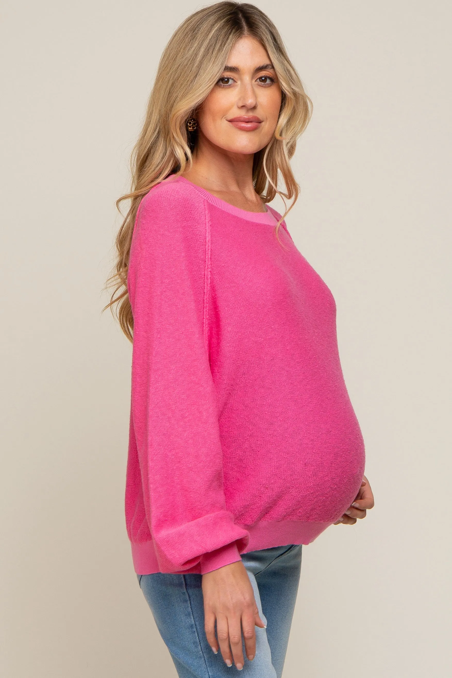 Fuchsia Knit Long Sleeve Maternity Top sold by Pinkblush product image thumbnail 2
