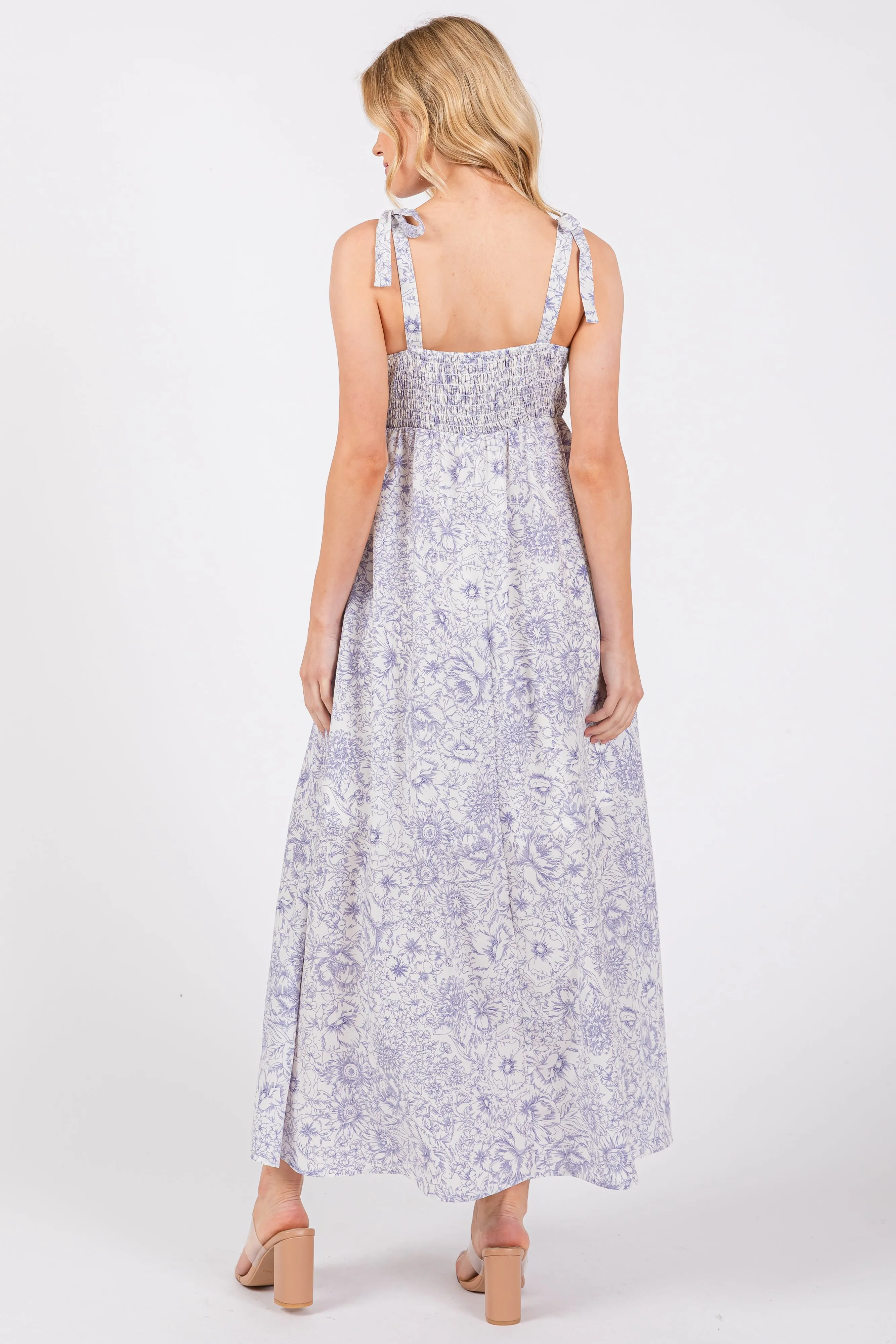 White Floral Shoulder Tie Dress sold by Pinkblush product image thumbnail 3