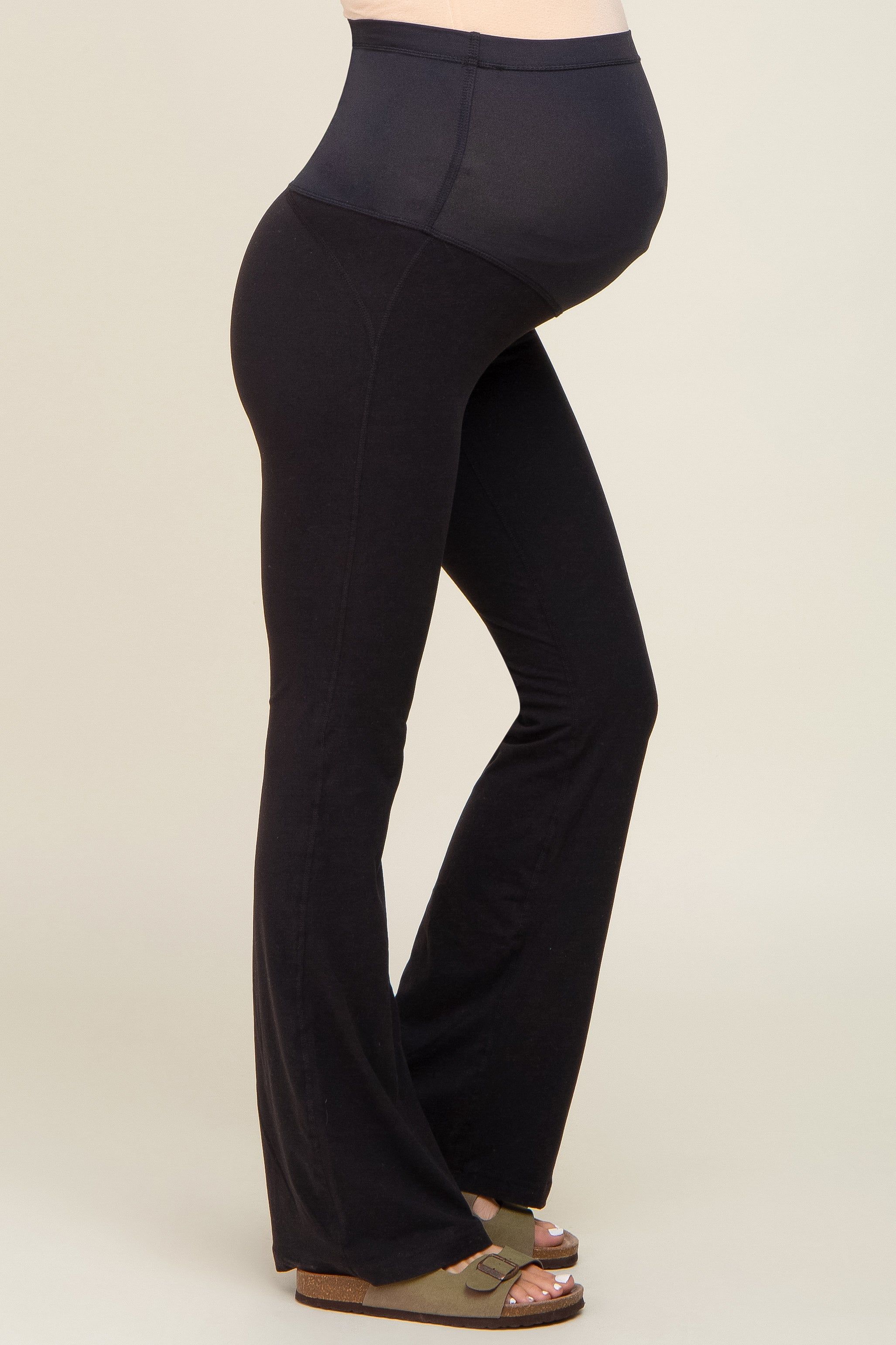 Black Maternity Flared Leggings sold by Pinkblush product image thumbnail 3