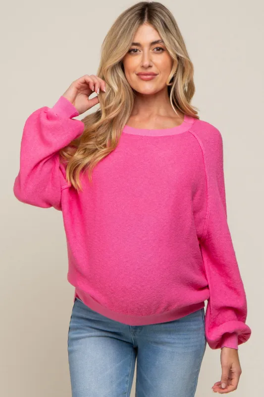 Fuchsia Knit Long Sleeve Maternity Top sold by Pinkblush
