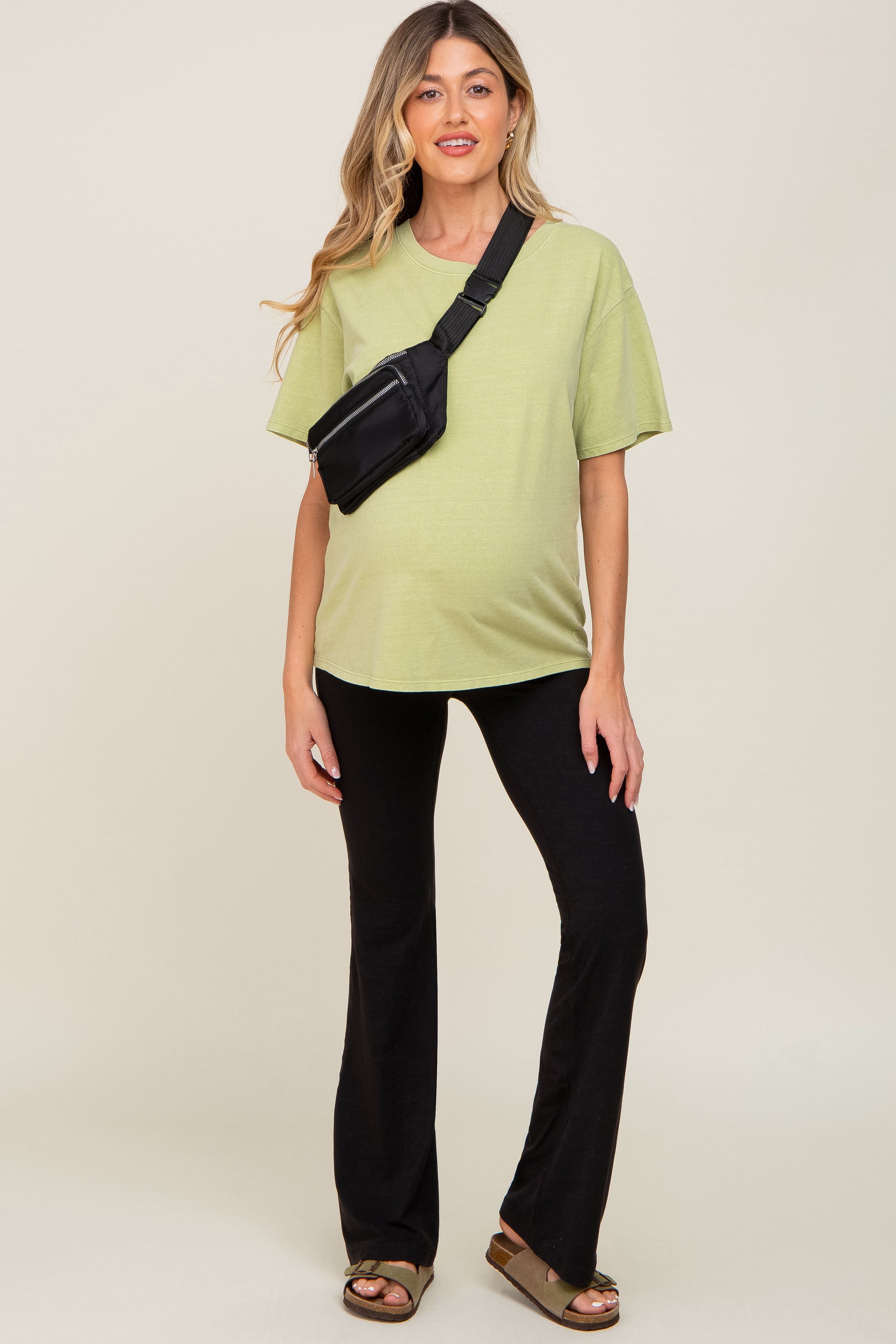 Black Maternity Flared Leggings sold by Pinkblush