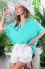Aqua Dolman Sleeve Button Down Maternity Blouse sold by Pinkblush
