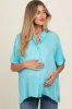 Aqua Dolman Sleeve Button Down Maternity Blouse sold by Pinkblush