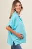 Aqua Dolman Sleeve Button Down Maternity Blouse sold by Pinkblush