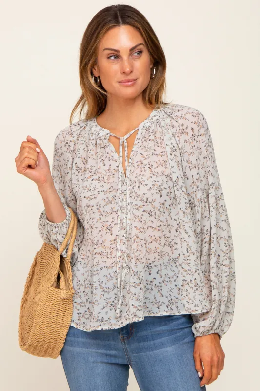 Mint Green Floral Button Front Accent Top sold by Pinkblush